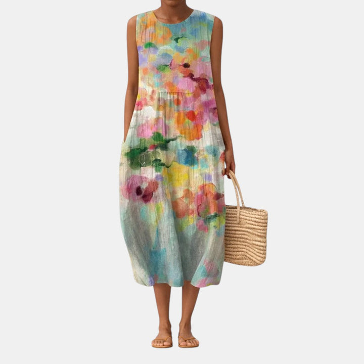 Vestido midi multicolor elegante Carla