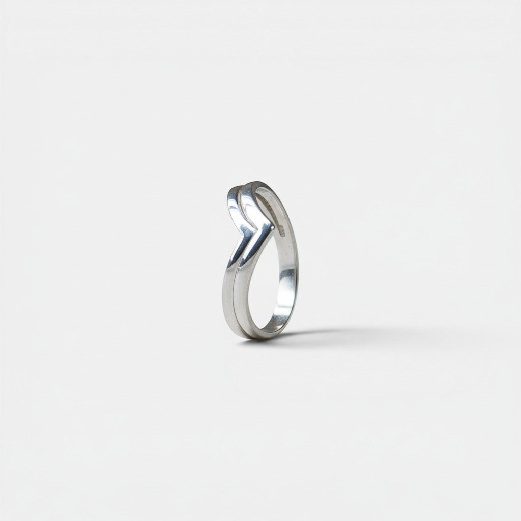Anillo Chevron doble de Plata 925 Esterlina hecho a mano
