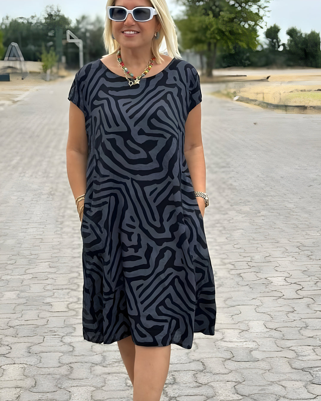 Serra™ | Vestido de verano a Rayas Safari