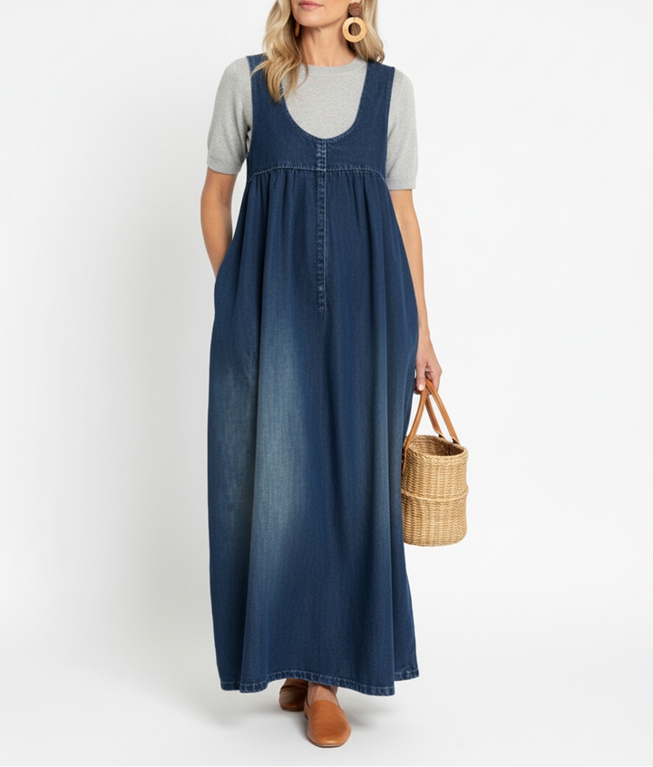 Karen | Vestido de Denim Vintage Lange con Toque Premium Suave