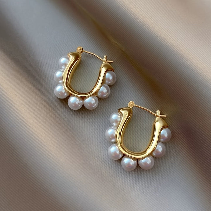 Pendientes de aro con perlas