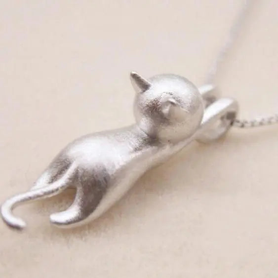 Collar Divertido con un Gatito de Plata 925