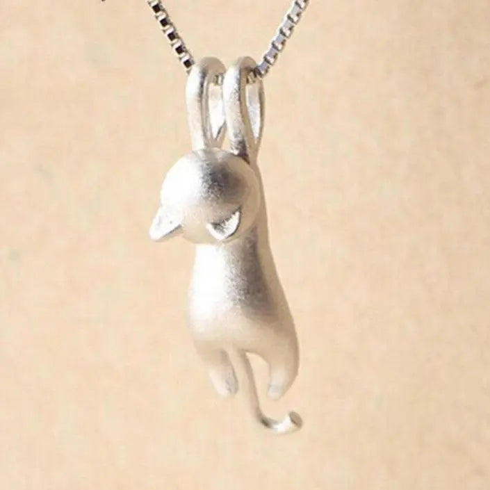 Collar Divertido con un Gatito de Plata 925