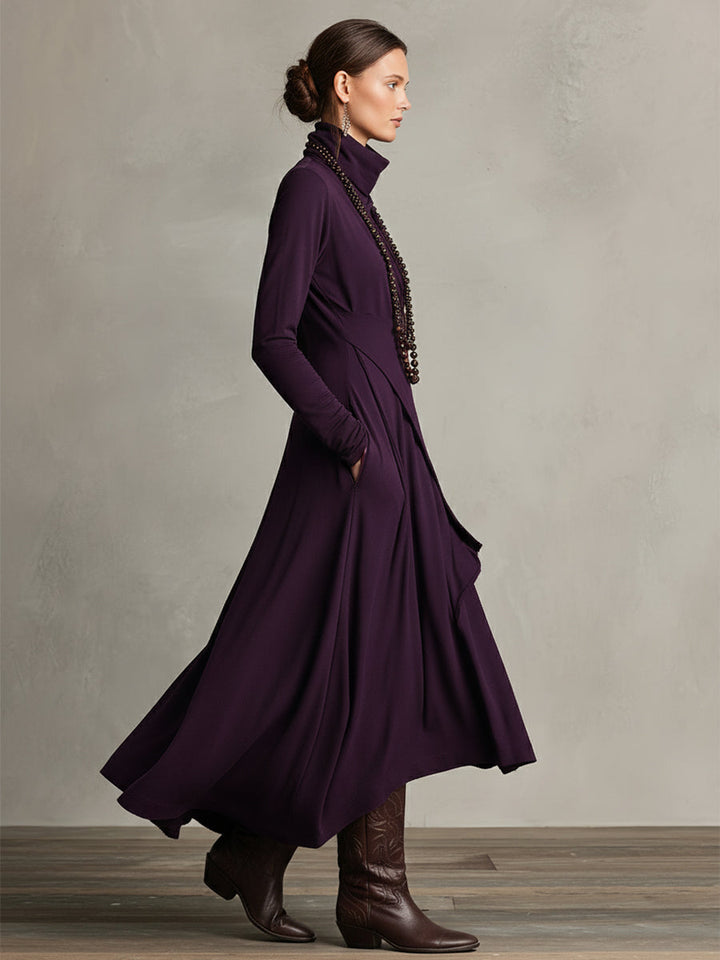 Ropa Maxi Asimétrica Plisada de Algodón Boho Morado para Mujeres MDA2055J9I